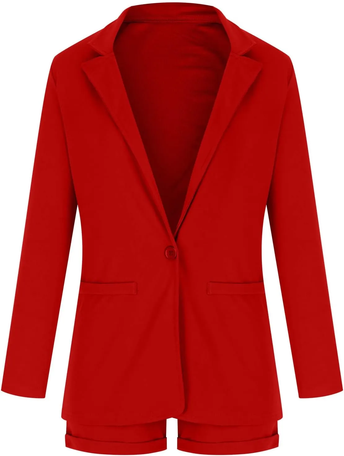 2 Piece Outfits for Women Dressy Long Sleeve Blazer High Waist Shorts Suits Set Business Casual Office Work Outfit
