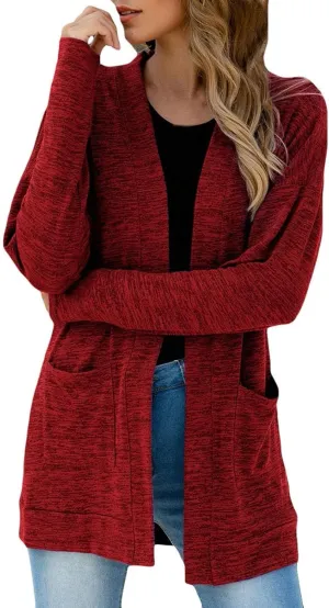 2023 Women's Draped Front Open Cardigan Casual Lightweight Coat Long Sleeve Cardigans Sweaters Duster Fall Long Jacket