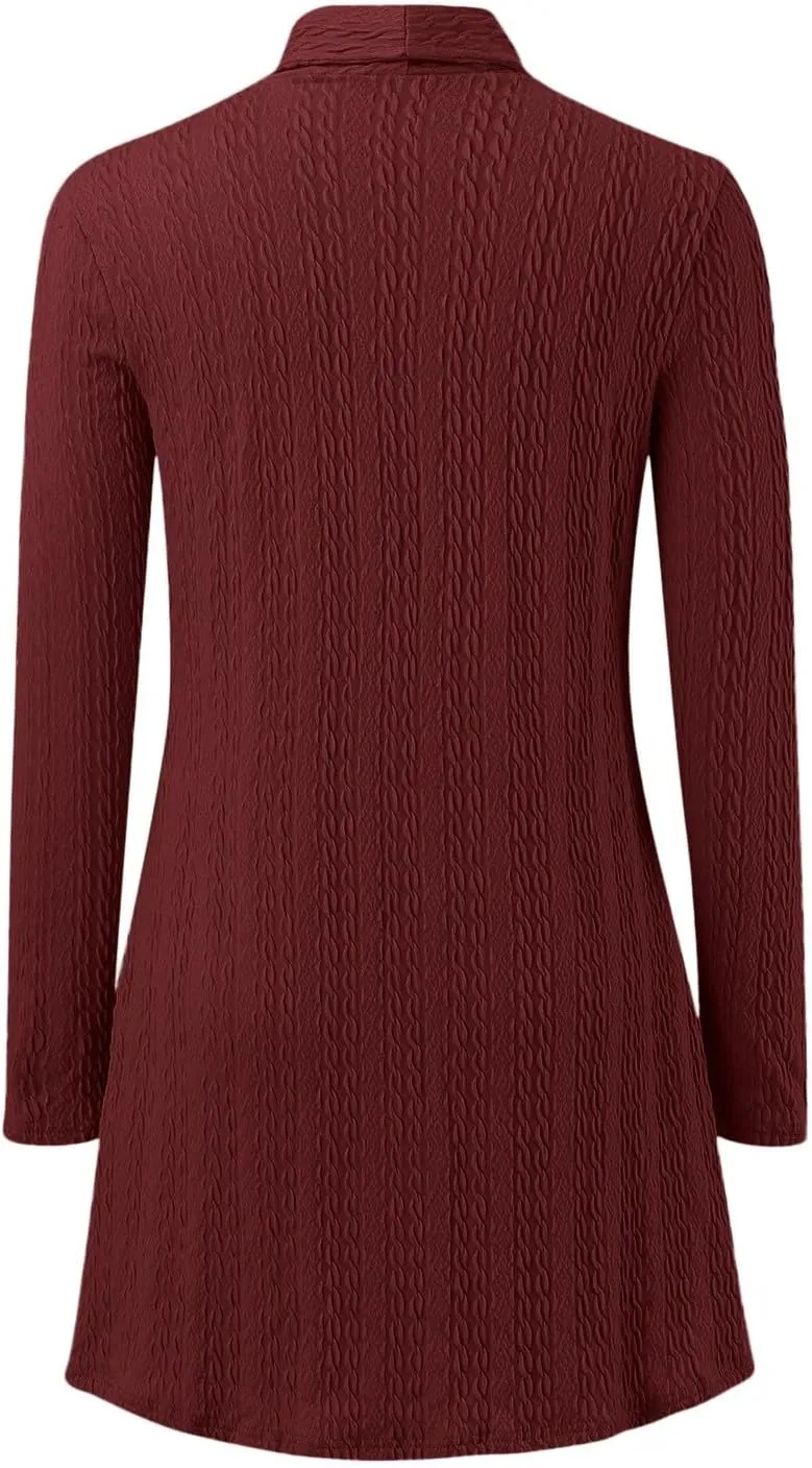 2023 Women's Open Front Cardigan Casual Long Sleeve Classic Sweaters Cardigans Fall Lightweight Coat Trendy Draped Jacket