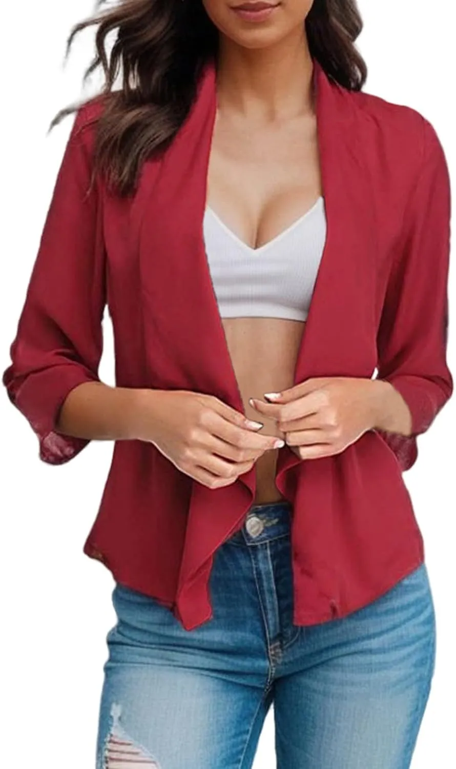 2023 Women's Short Sleeve Bolero Shrug for Dresses Open Front Chiffon Cropped Cardigan Loose Sheer Cardigans Coat Shawls