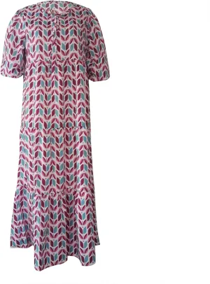 Boho Maxi Dresses for Women 2025 Summer Puff Sleeve Geometric Flowy Long Dress Modest Tiered Shift Bohemian Dress