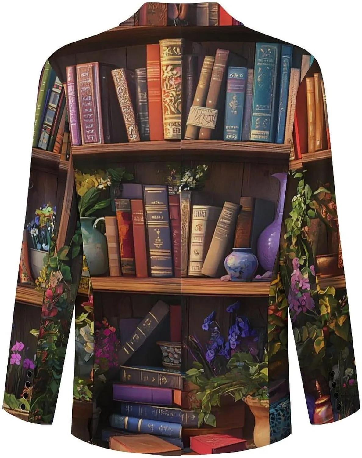Bookshelf Plant Suits for Men Slim Fit Tuxedo Suit Jackets Casual Dress Coat Tops