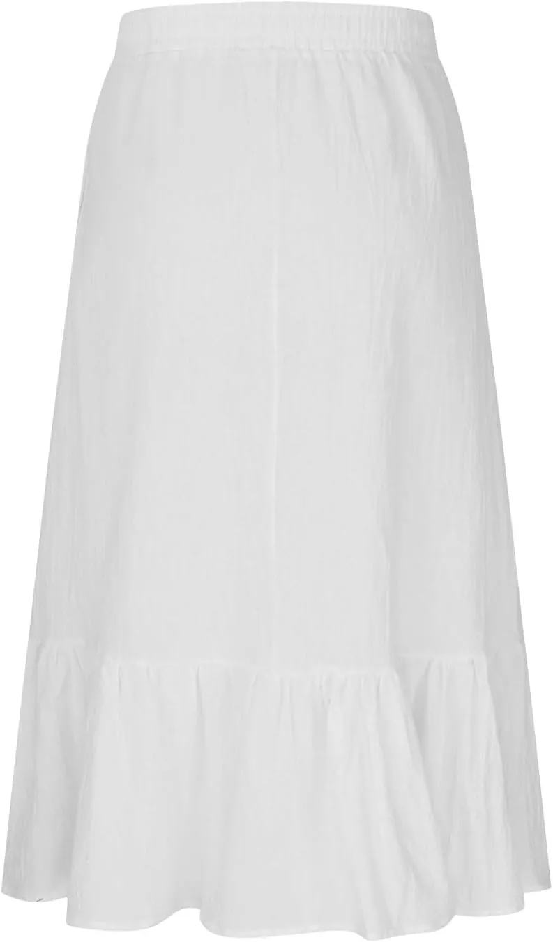 Borniu Womens Causal High Waisted Summer Midi Skirts Flowy Palazzo A-Line Long Skirt with Pockets Summer Fashion Vocation
