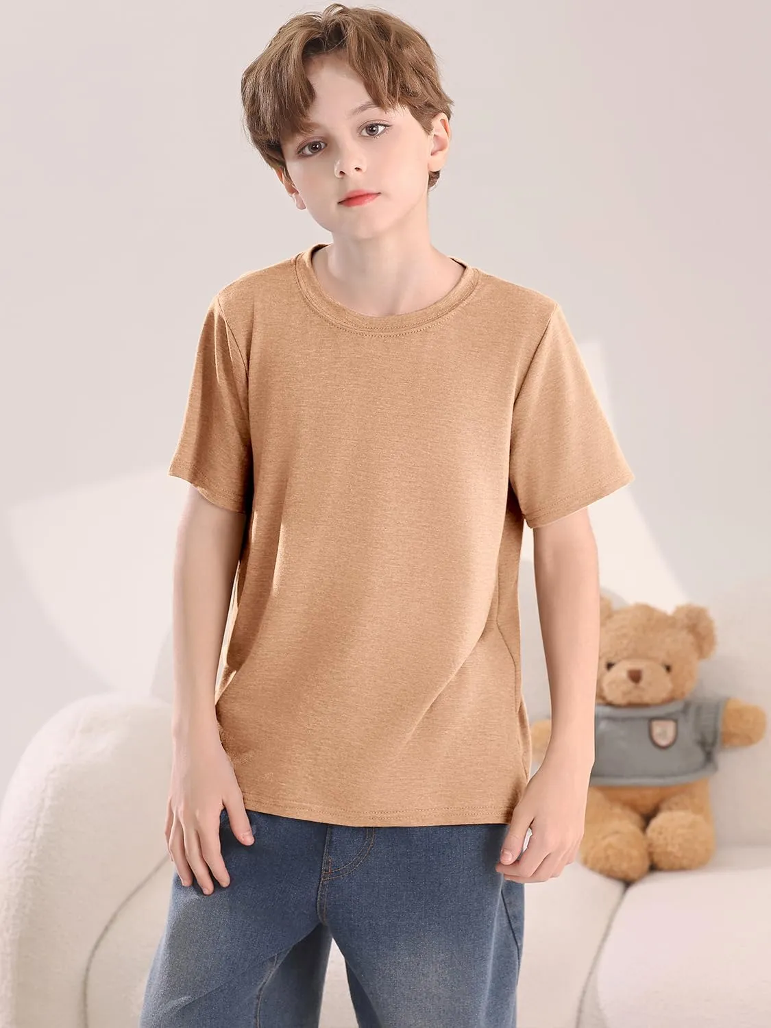 Boys Short Sleeve Shirts Kids Summer Crewneck T-Shirt Casual Tops Tees 5-14 Years