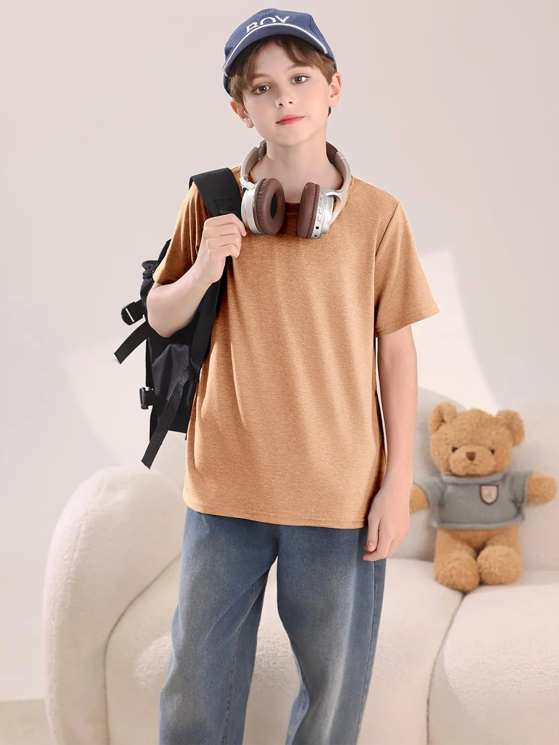 Boys Short Sleeve Shirts Kids Summer Crewneck T-Shirt Casual Tops Tees 5-14 Years