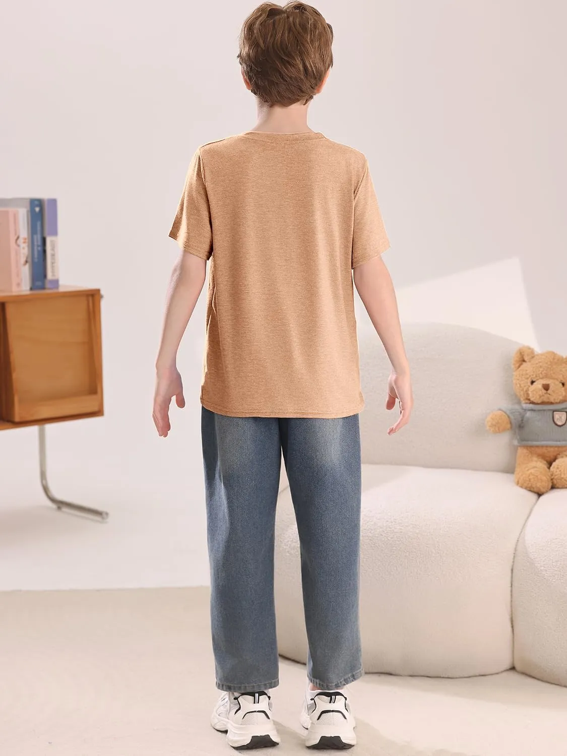 Boys Short Sleeve Shirts Kids Summer Crewneck T-Shirt Casual Tops Tees 5-14 Years