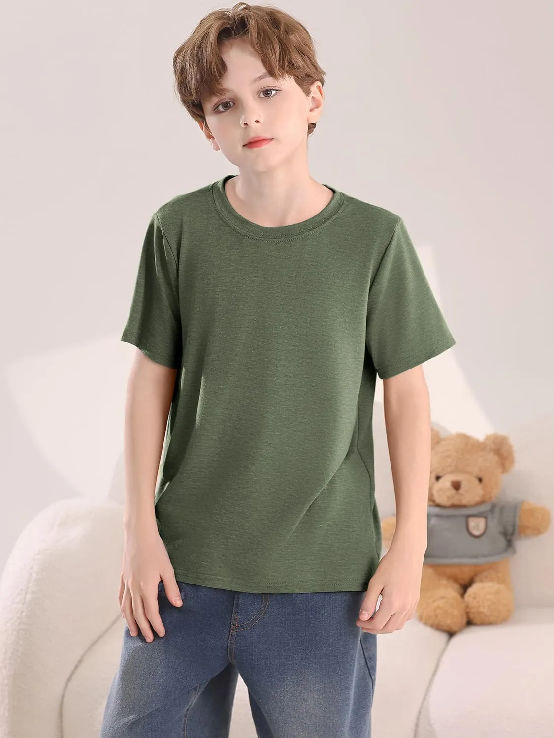 Boys Short Sleeve Shirts Kids Summer Crewneck T-Shirt Casual Tops Tees 5-14 Years