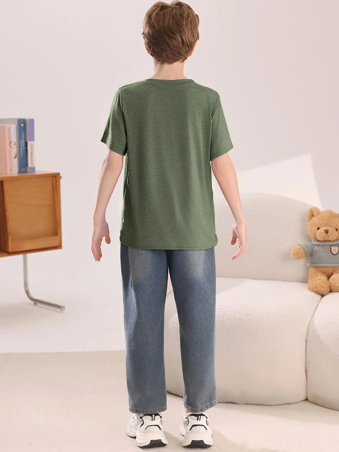 Boys Short Sleeve Shirts Kids Summer Crewneck T-Shirt Casual Tops Tees 5-14 Years