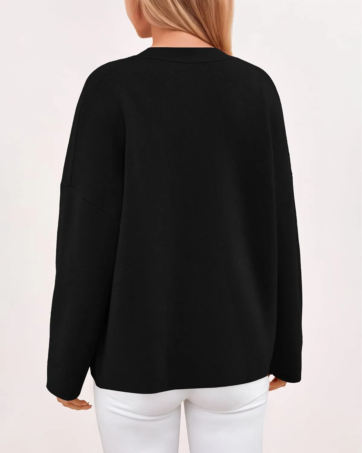 BTFBM Women's Long Sleeve Open Front Button Knit Cardigans Sweaters Loose Short Chunky Cardigan Coat Outerwear