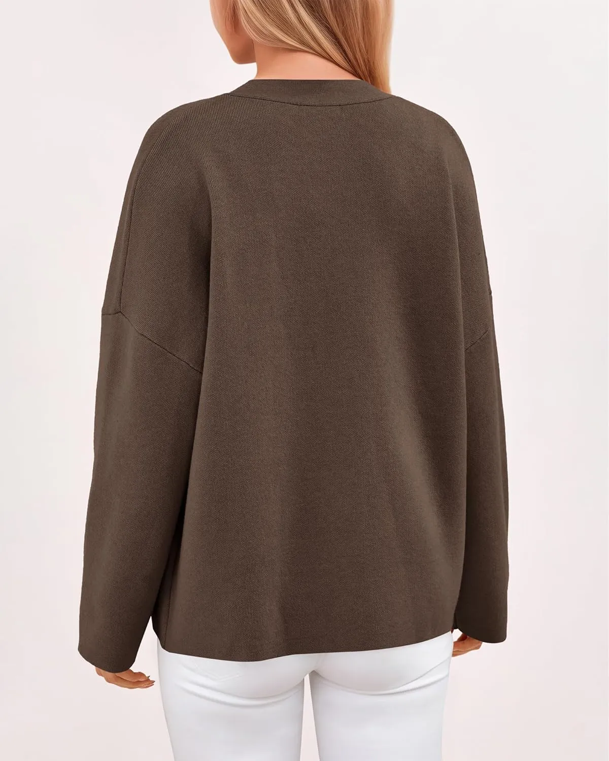 BTFBM Women's Long Sleeve Open Front Button Knit Cardigans Sweaters Loose Short Chunky Cardigan Coat Outerwear