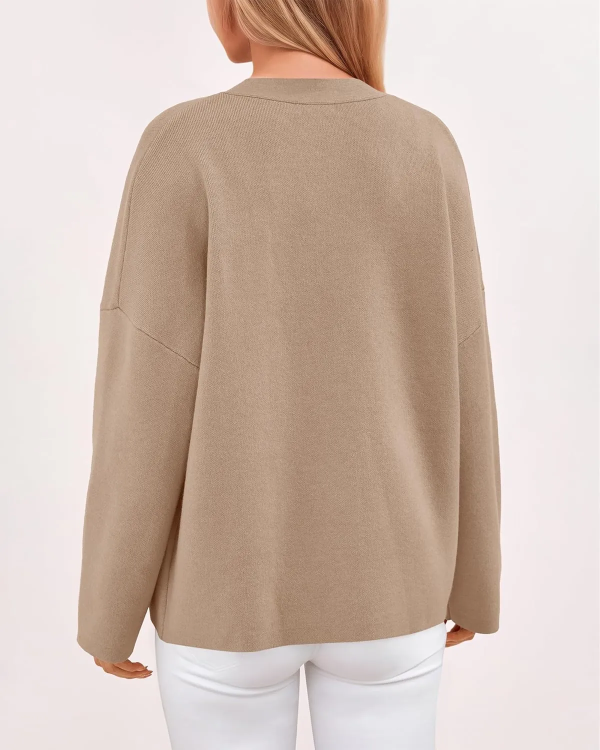 BTFBM Women's Long Sleeve Open Front Button Knit Cardigans Sweaters Loose Short Chunky Cardigan Coat Outerwear