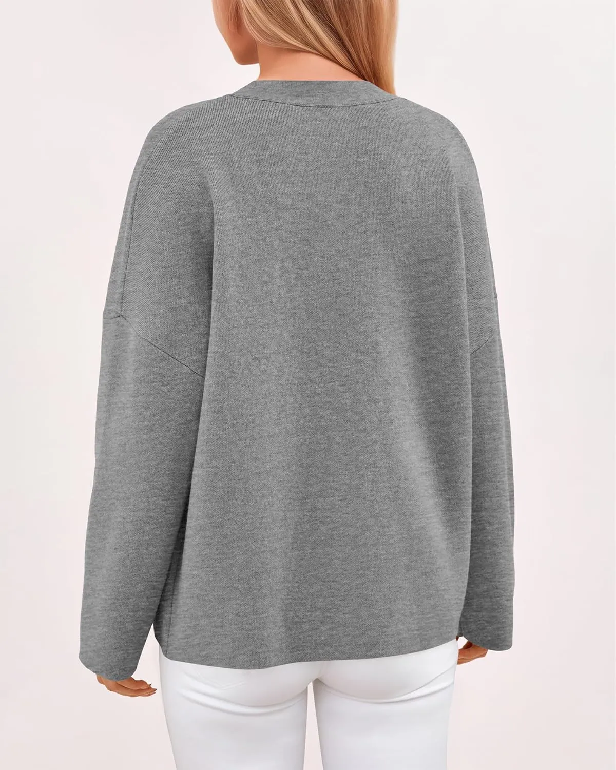 BTFBM Women's Long Sleeve Open Front Button Knit Cardigans Sweaters Loose Short Chunky Cardigan Coat Outerwear