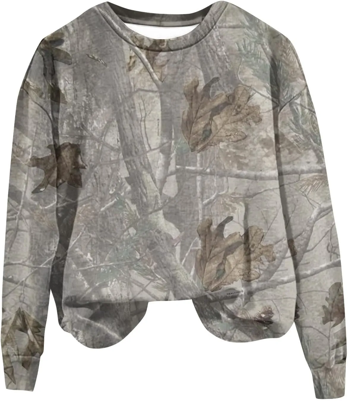 Camo Sweatshirts for Women Maplr Leaf Print Crewneck Sweatshirts Long Sleeve Oversized Pullover Fall Camo Sweater