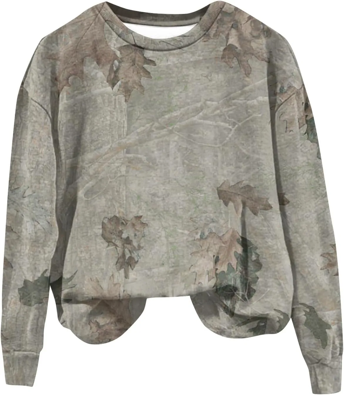 Camo Sweatshirts for Women Maplr Leaf Print Crewneck Sweatshirts Long Sleeve Oversized Pullover Fall Camo Sweater