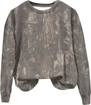 Camo Sweatshirts for Women Maplr Leaf Print Crewneck Sweatshirts Long Sleeve Oversized Pullover Fall Camo Sweater
