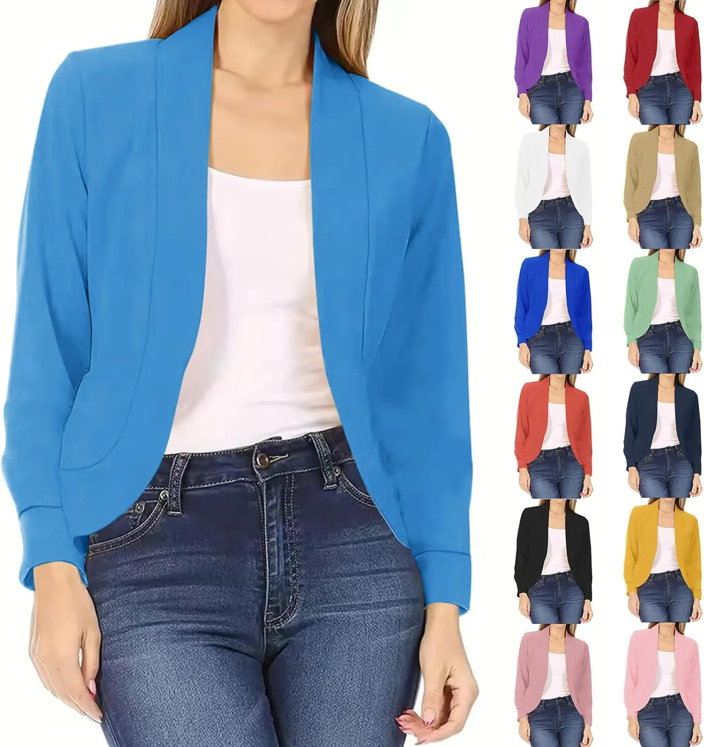 Casual Blazer for Women Trendy Business Suit Jackets Lightweight Open Front Cardigan Office Work Outerwear
