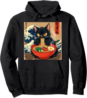 Cat Anime Kawaii Cat Ramen Japanese Funny Graphic Tees Pullover Hoodie