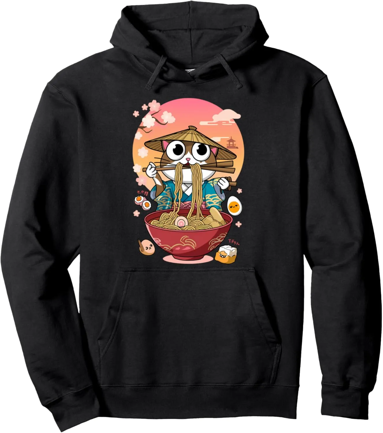Cat Ramen Japanese Funny Graphic Tees Kawaii Cat Anime lover Pullover Hoodie