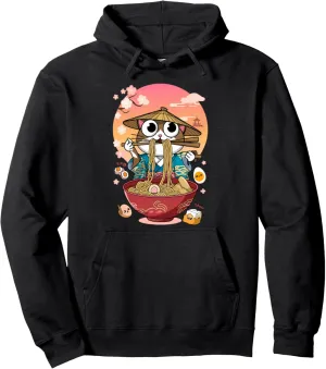 Cat Ramen Japanese Funny Graphic Tees Kawaii Cat Anime lover Pullover Hoodie