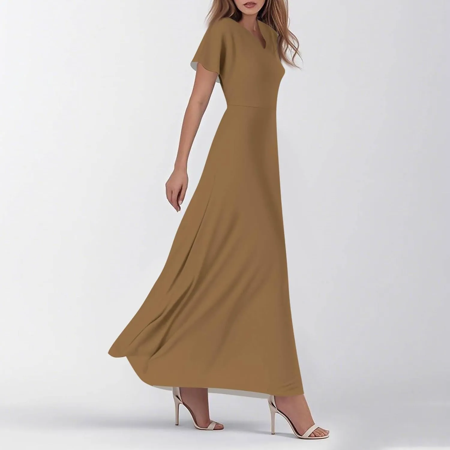 Chiffon Dresses for Women Swing Flowy Ruffle Hem Swing Womens Dresses Holiday Dress Summer Beach Casual Dresses