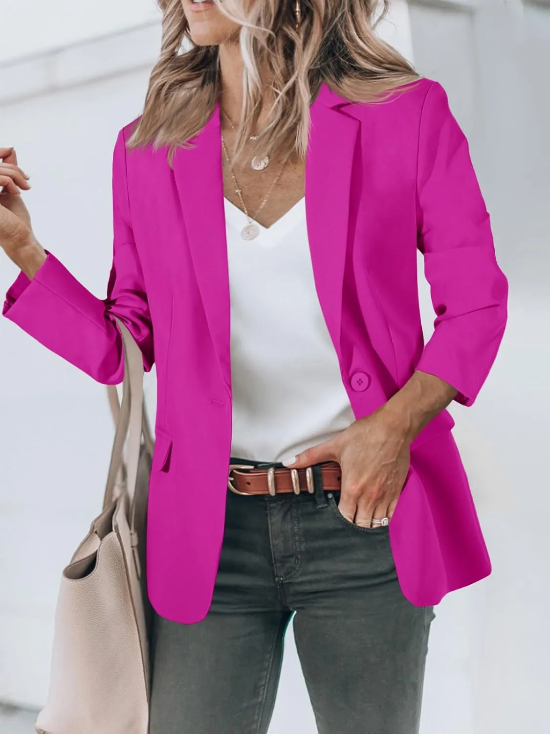 Cicy Bell Womens Casual Blazers Open Front Long Sleeve Work Office Suit Jackets Blazer