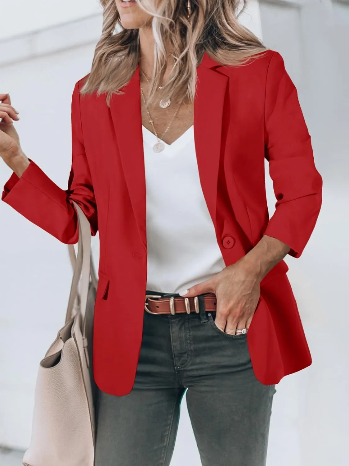 Cicy Bell Womens Casual Blazers Open Front Long Sleeve Work Office Suit Jackets Blazer