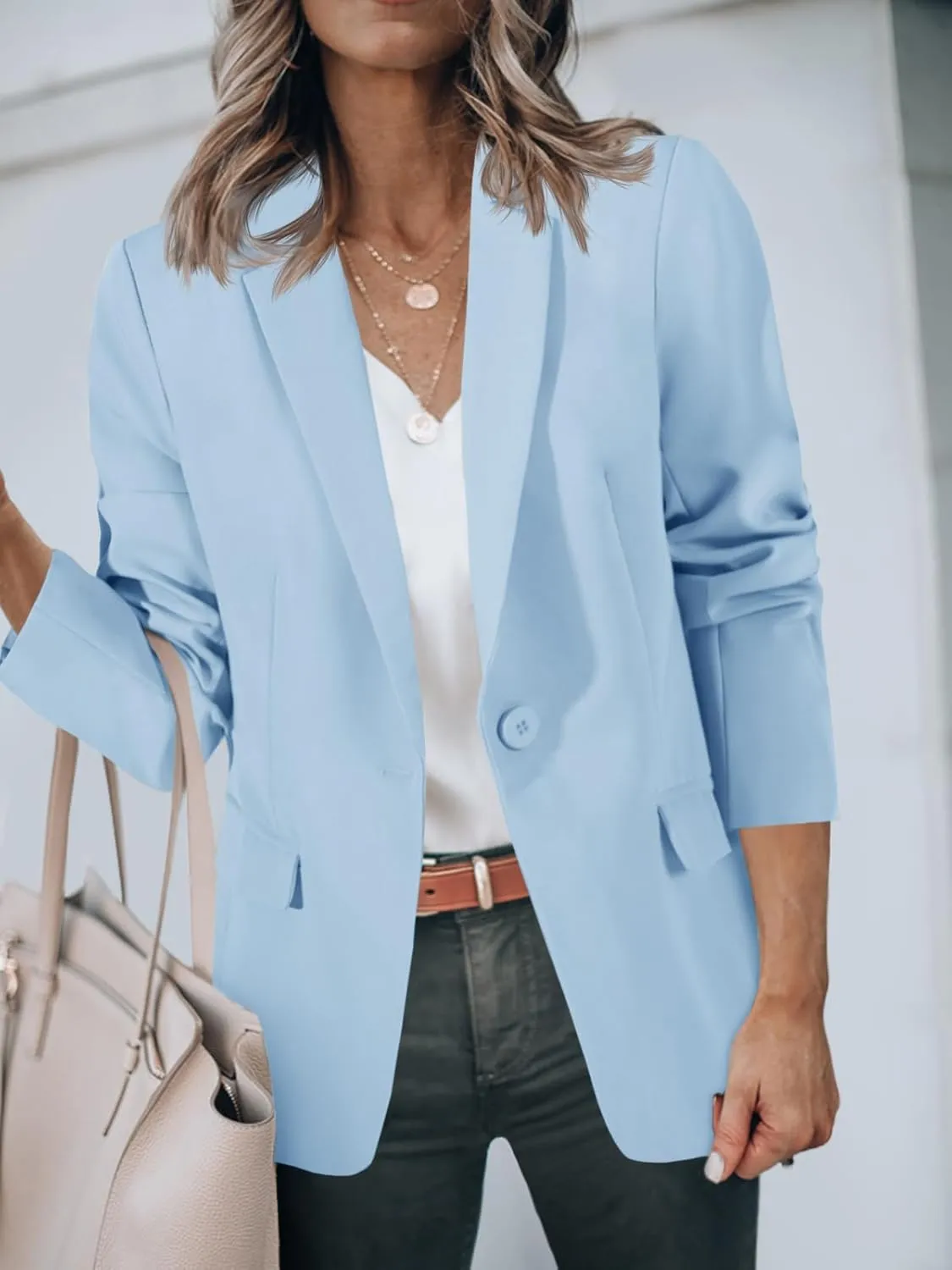 Cicy Bell Womens Casual Blazers Open Front Long Sleeve Work Office Suit Jackets Blazer