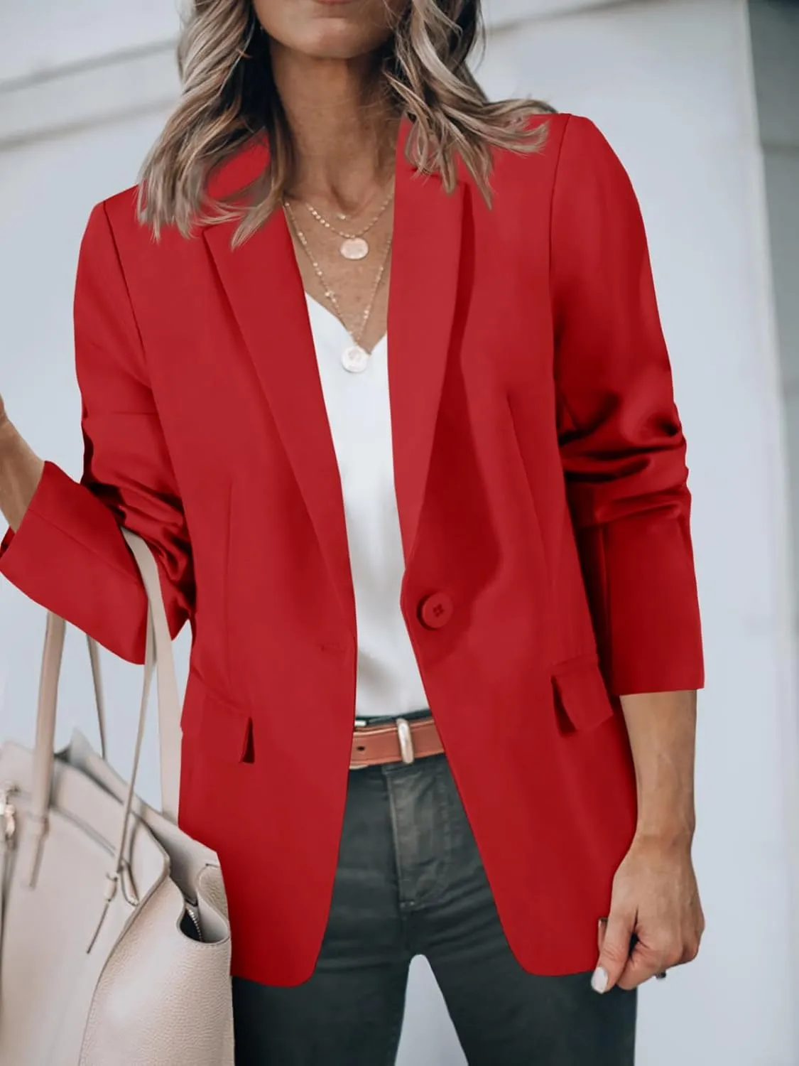 Cicy Bell Womens Casual Blazers Open Front Long Sleeve Work Office Suit Jackets Blazer