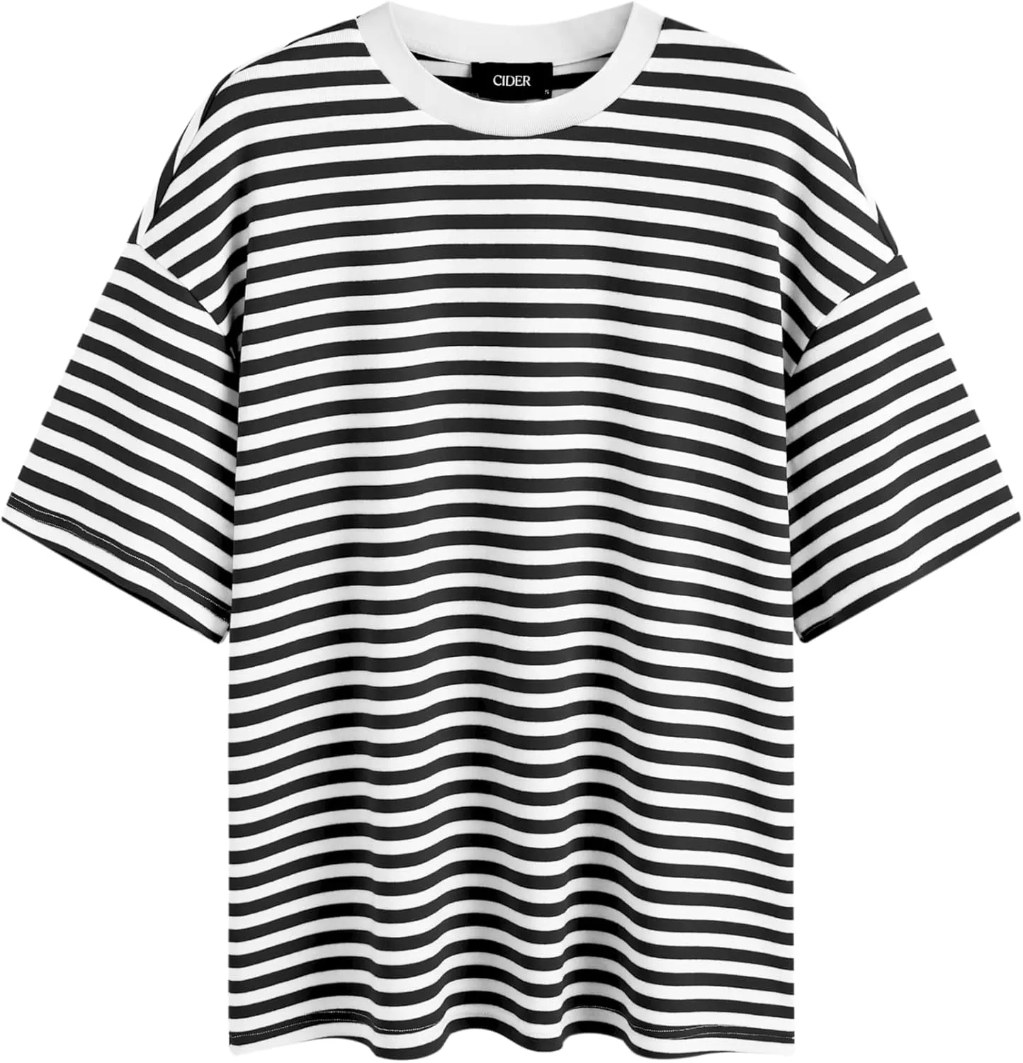 CIDER Striped Oversized Top for Women Crew Neck Short Sleeve Loose Casual Tops