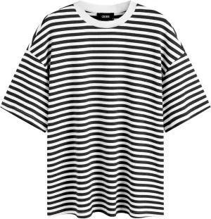 CIDER Striped Oversized Top for Women Crew Neck Short Sleeve Loose Casual Tops