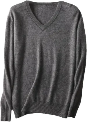 Classic Men's Cashmere Sweaters Solid Color V-Neck Casual Knitted Pullovers Winter Men Long Sleeve Warm Jumper