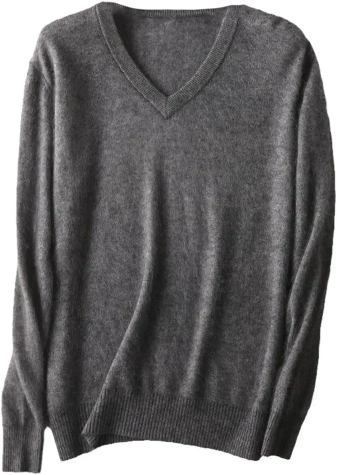 Classic Men's Cashmere Sweaters Solid Color V-Neck Casual Knitted Pullovers Winter Men Long Sleeve Warm Jumper