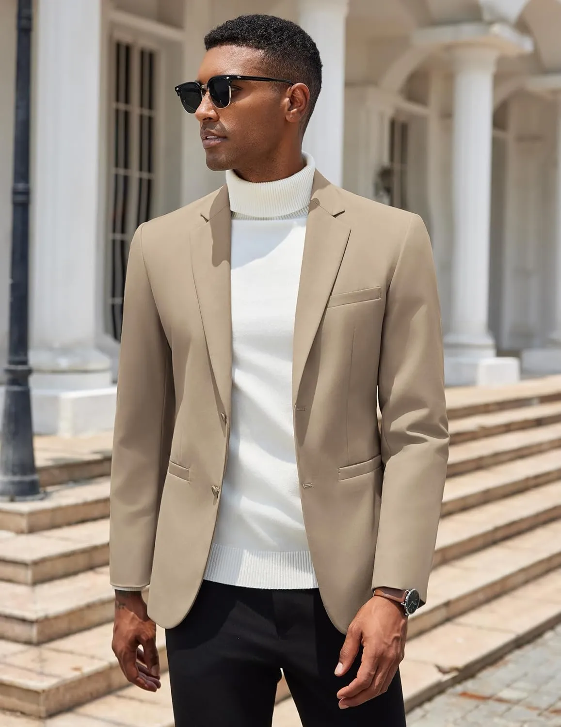 COOFANDY Men Casual Blazer Sport Coats Slim Fit Lightweight Business Two Button Suit Jackets