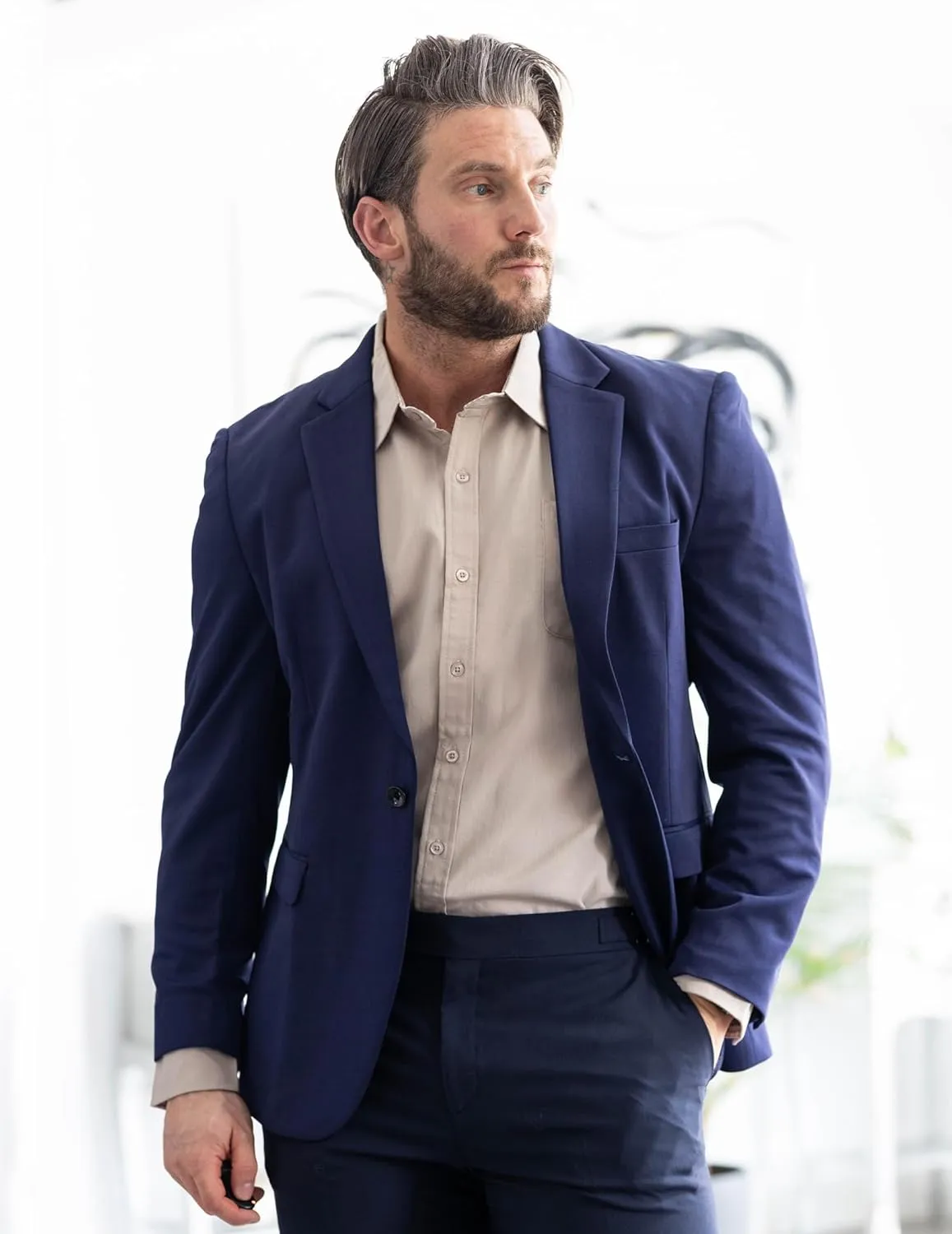 COOFANDY Mens Blazer Jacket One Button Casual Suit Jackets Stretch Knit Sport Coat