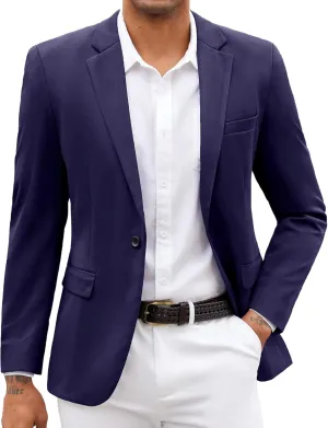 COOFANDY Mens Blazer Jacket One Button Casual Suit Jackets Stretch Knit Sport Coat