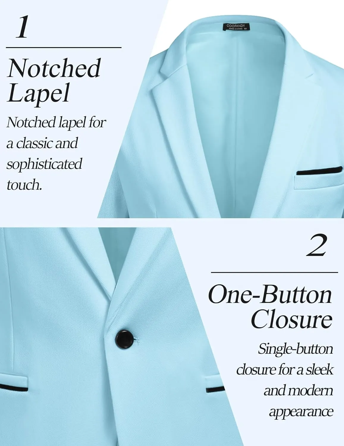 COOFANDY Men's Casual Blazer Jacket Slim Fit Sports Coat Business Suit Jackets One Button
