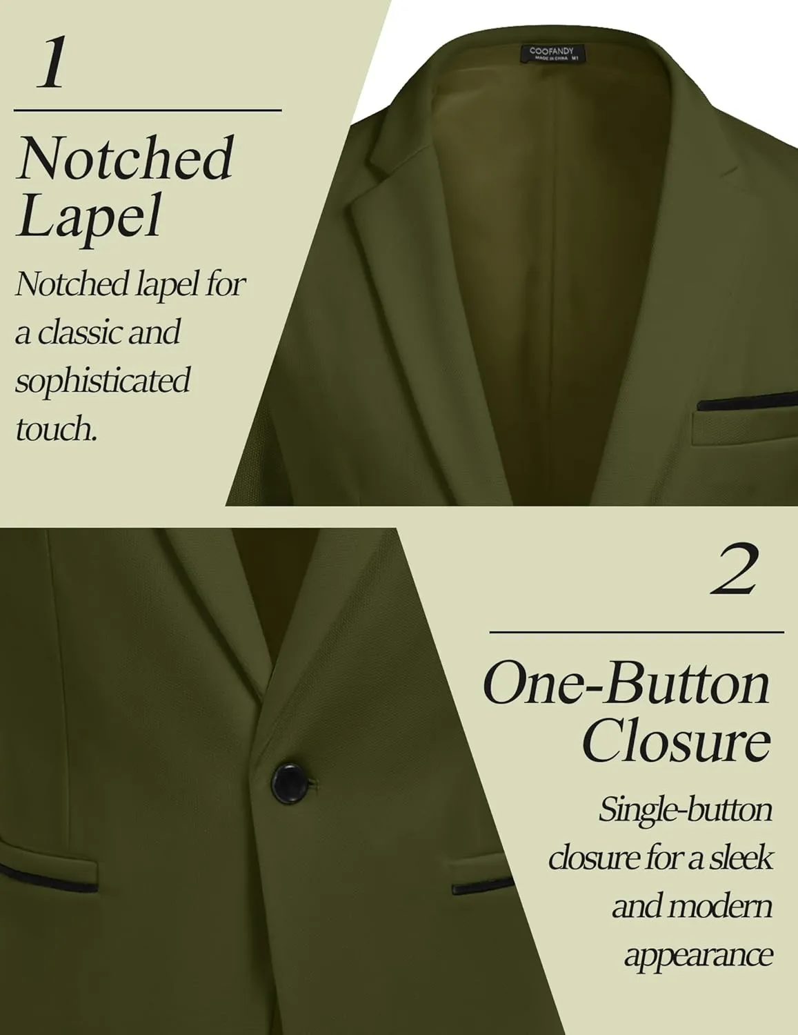 COOFANDY Men's Casual Blazer Jacket Slim Fit Sports Coat Business Suit Jackets One Button
