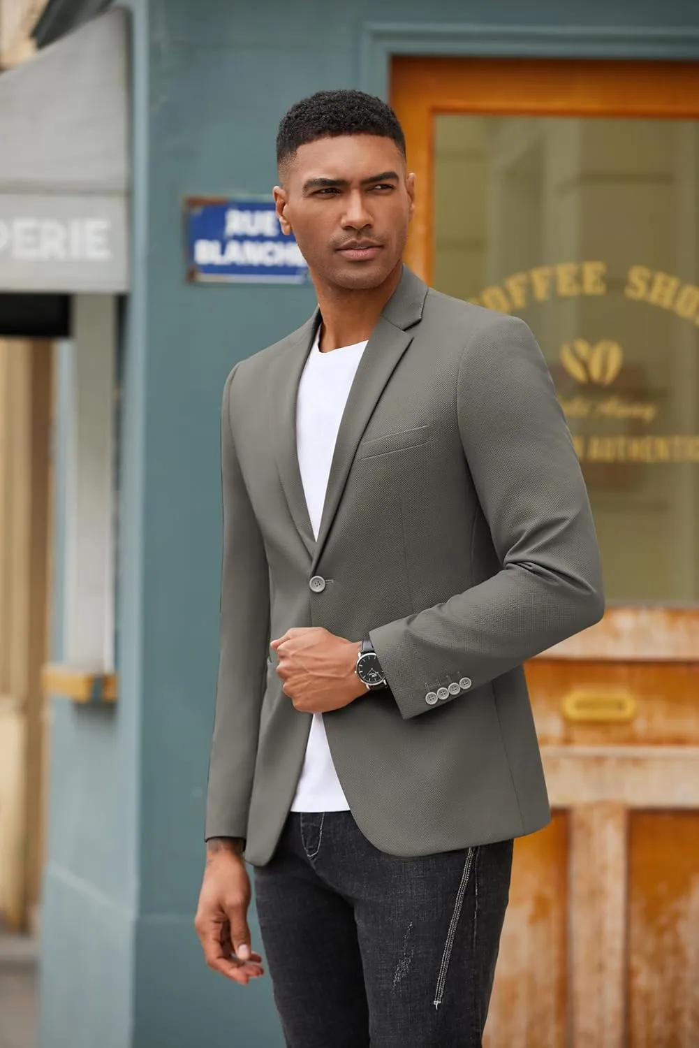 COOFANDY Men's Casual Blazer Slim Fit Suit Jackets Two Button Lightweight Knit Sport Coat