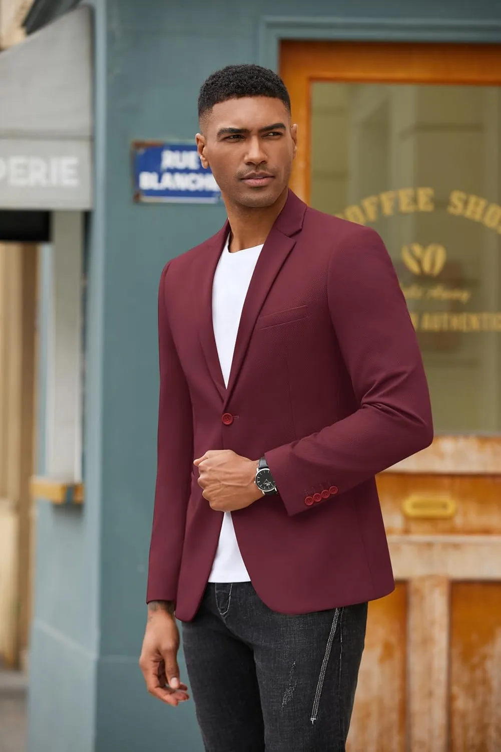 COOFANDY Men's Casual Blazer Slim Fit Suit Jackets Two Button Lightweight Knit Sport Coat