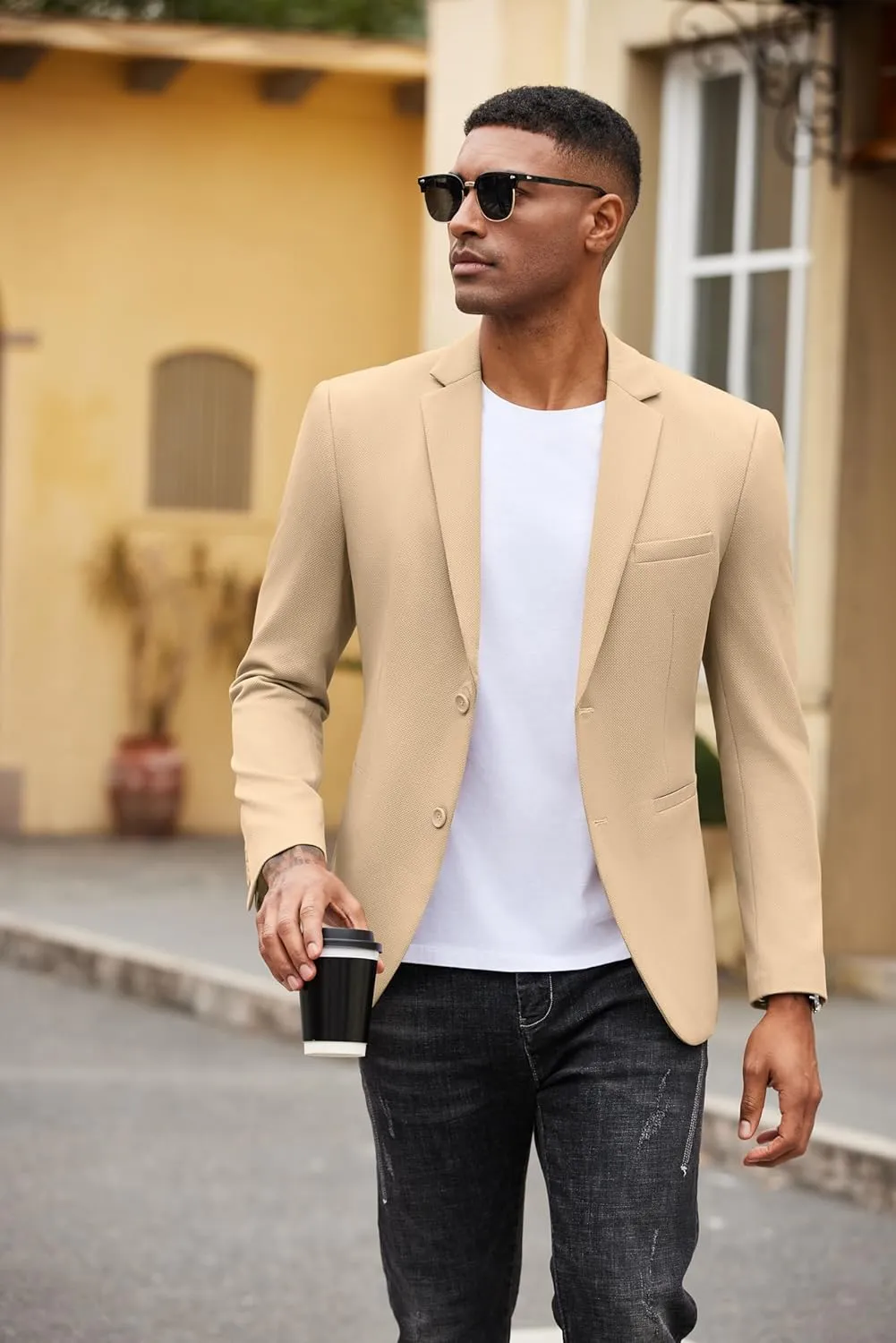 COOFANDY Men's Casual Blazer Slim Fit Suit Jackets Two Button Lightweight Knit Sport Coat