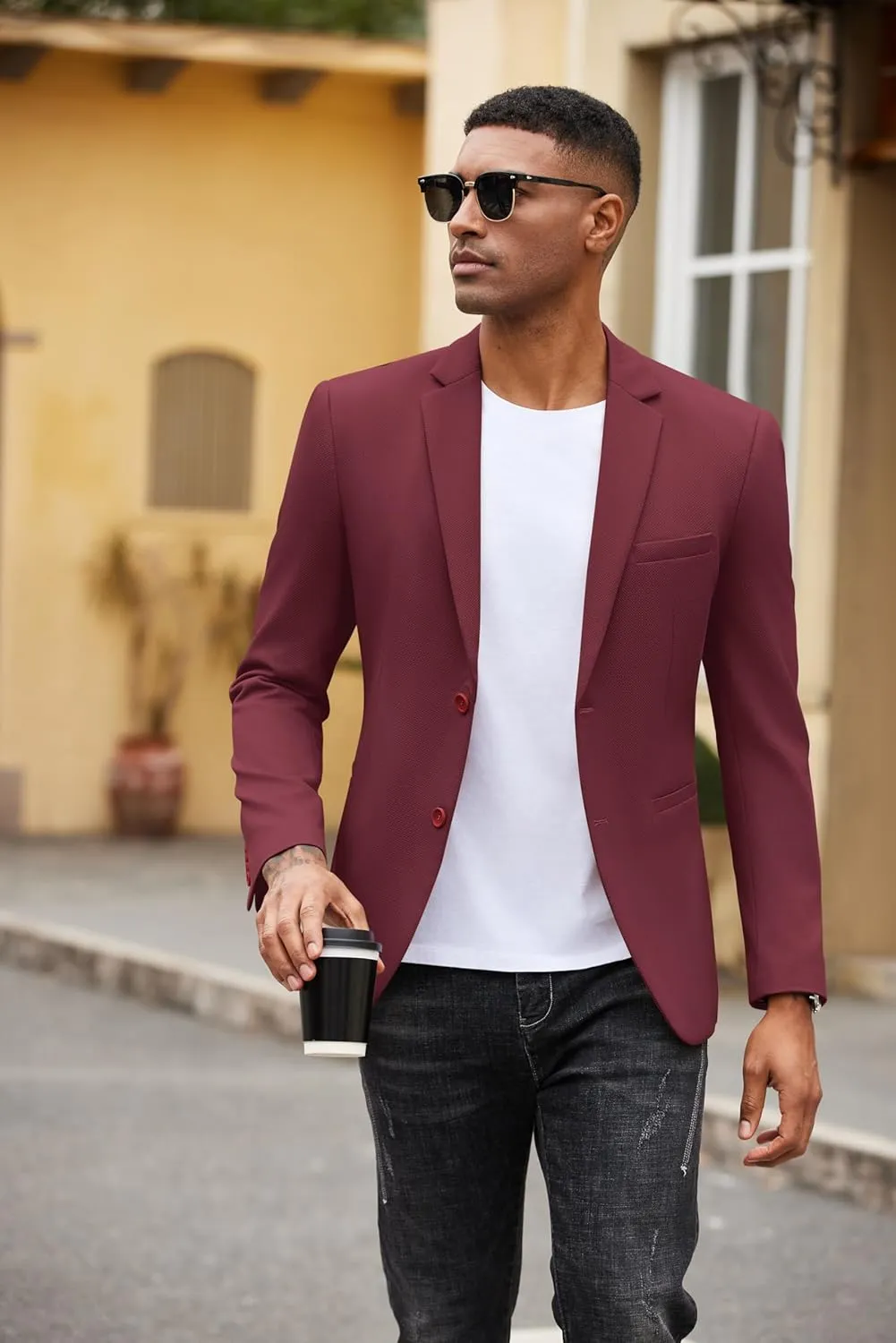 COOFANDY Men's Casual Blazer Slim Fit Suit Jackets Two Button Lightweight Knit Sport Coat