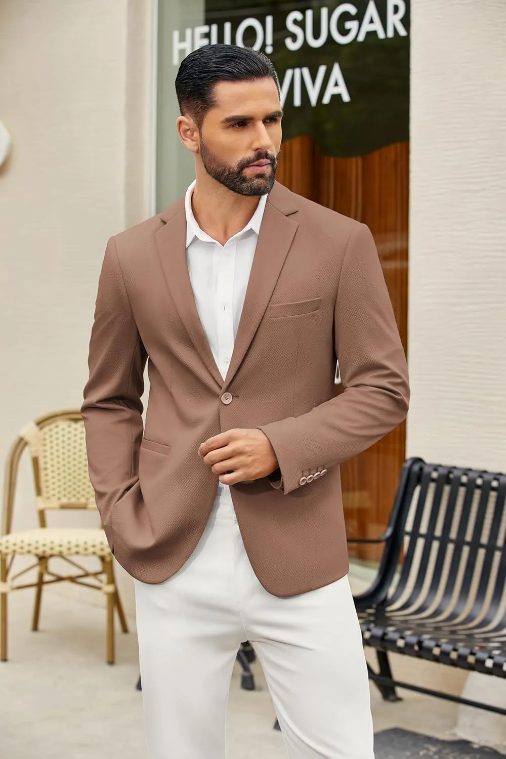 COOFANDY Men's Casual Blazer Slim Fit Suit Jackets Two Button Lightweight Knit Sport Coat