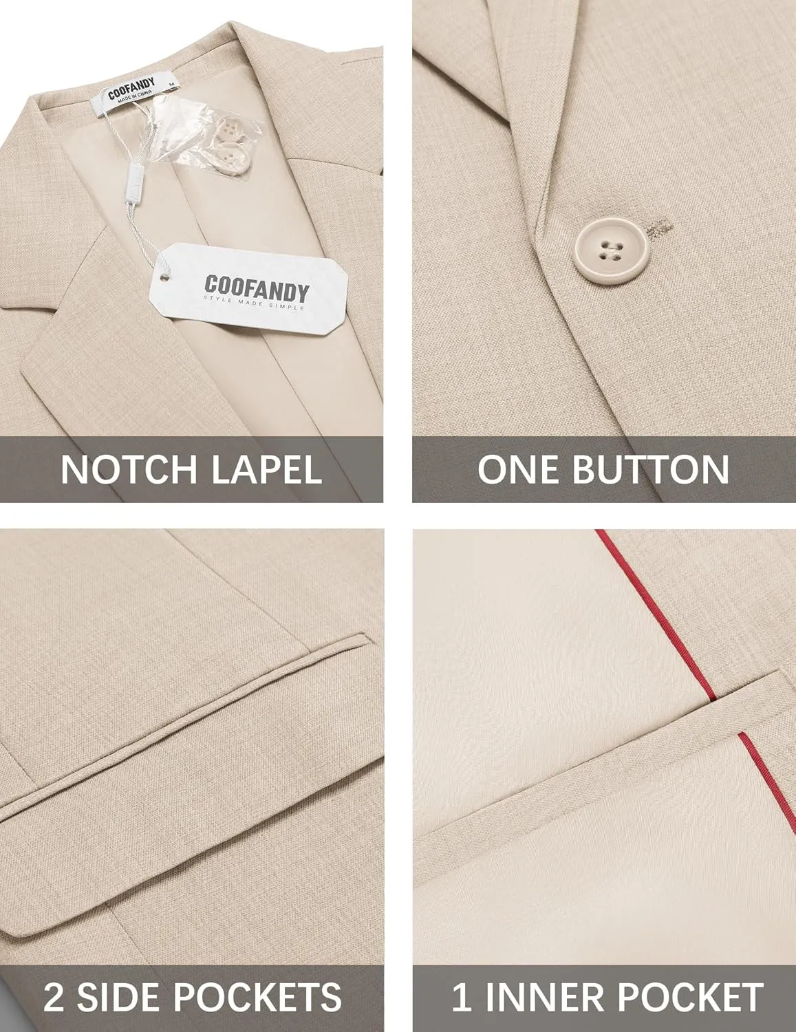COOFANDY Mens Casual Blazer Suit Jackets One Button Sport Coats Lightweight Business Sports Jackets