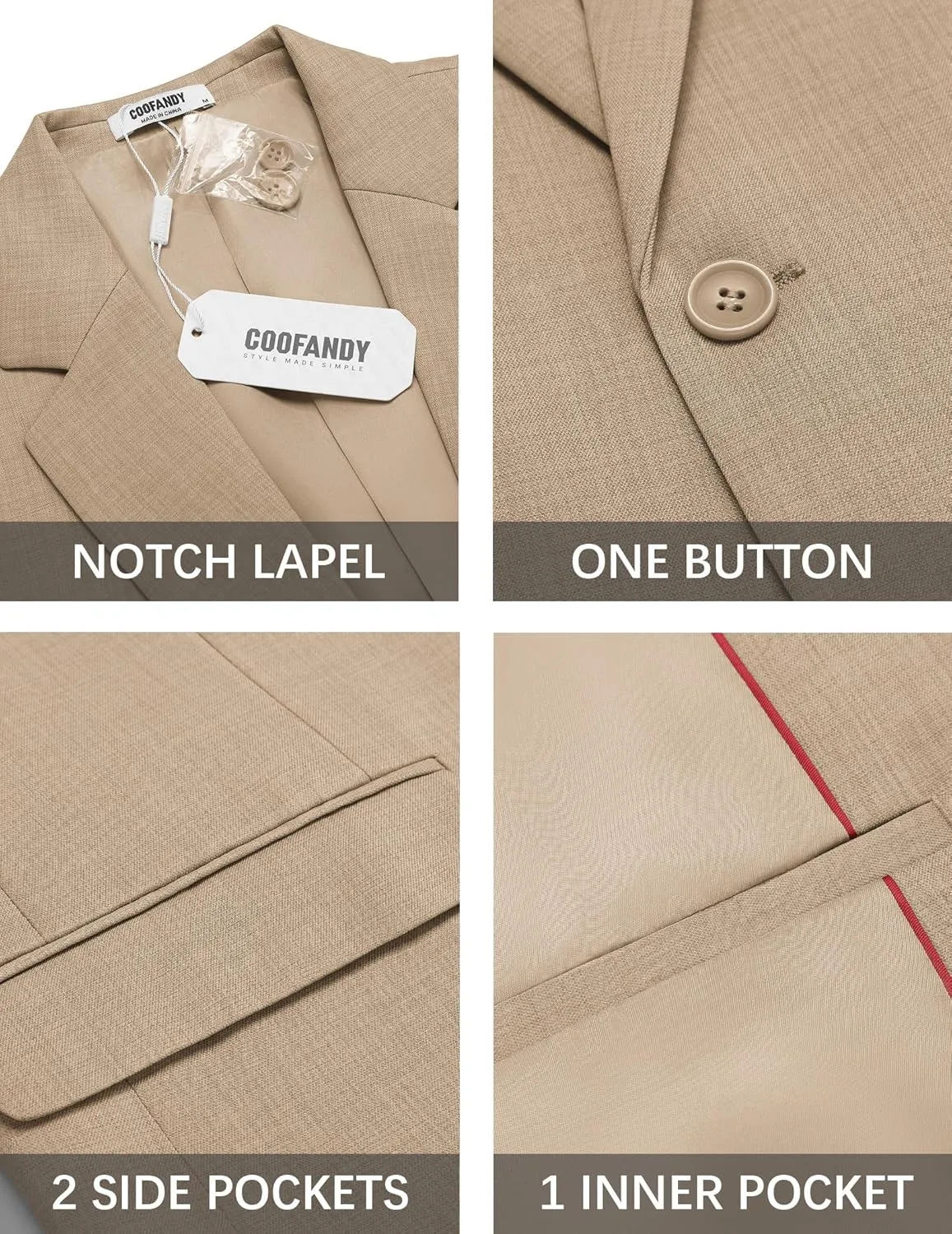 COOFANDY Mens Casual Blazer Suit Jackets One Button Sport Coats Lightweight Business Sports Jackets