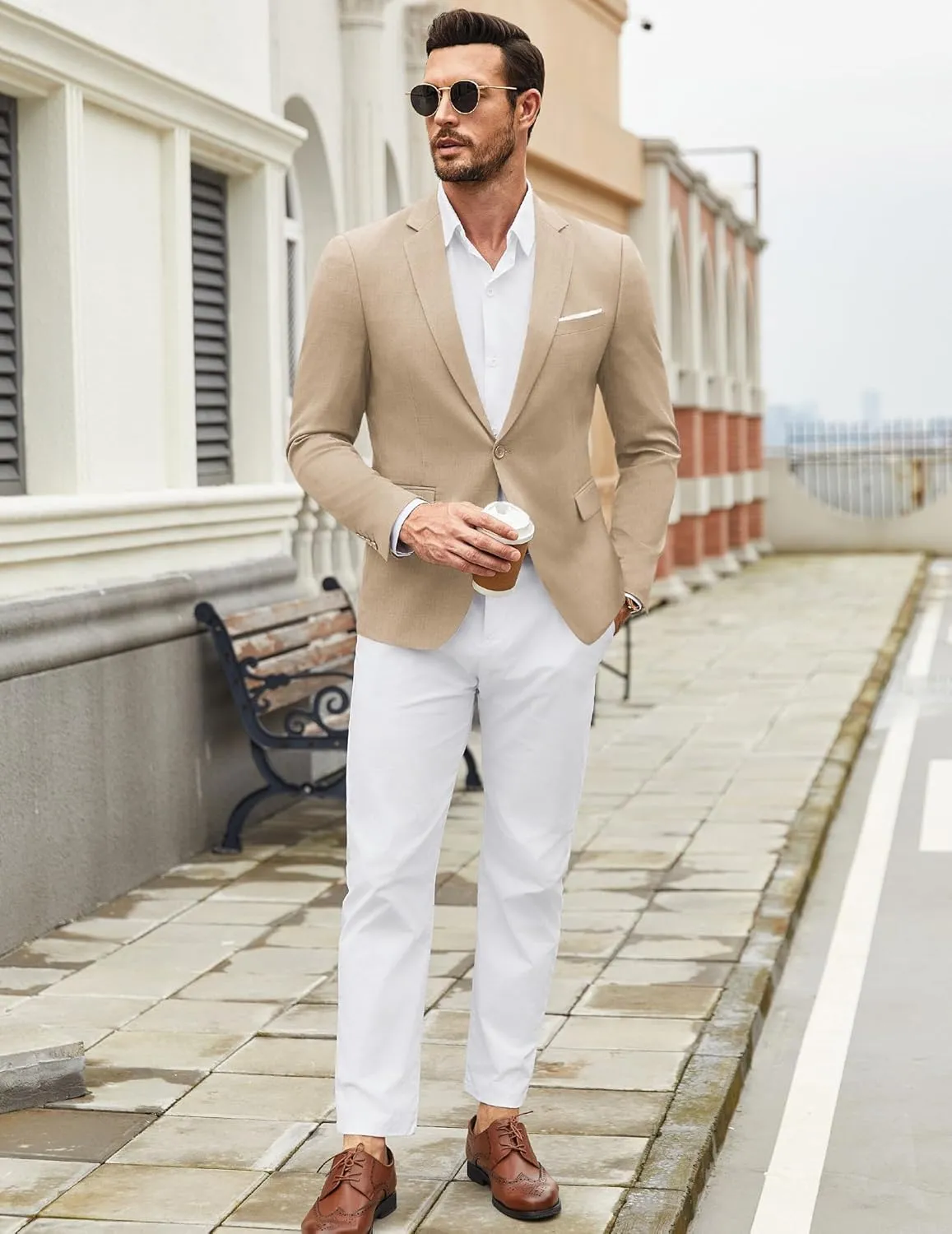 COOFANDY Mens Casual Blazer Suit Jackets One Button Sport Coats Lightweight Business Sports Jackets