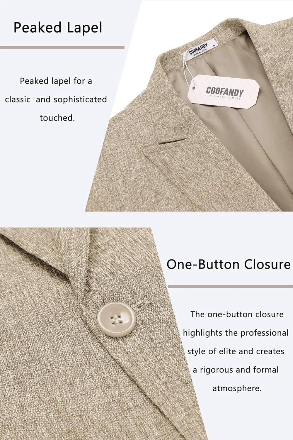 COOFANDY Men's Casual Blazer Suit Jackets Slim Fit One Button Sports Coat with Pockets
