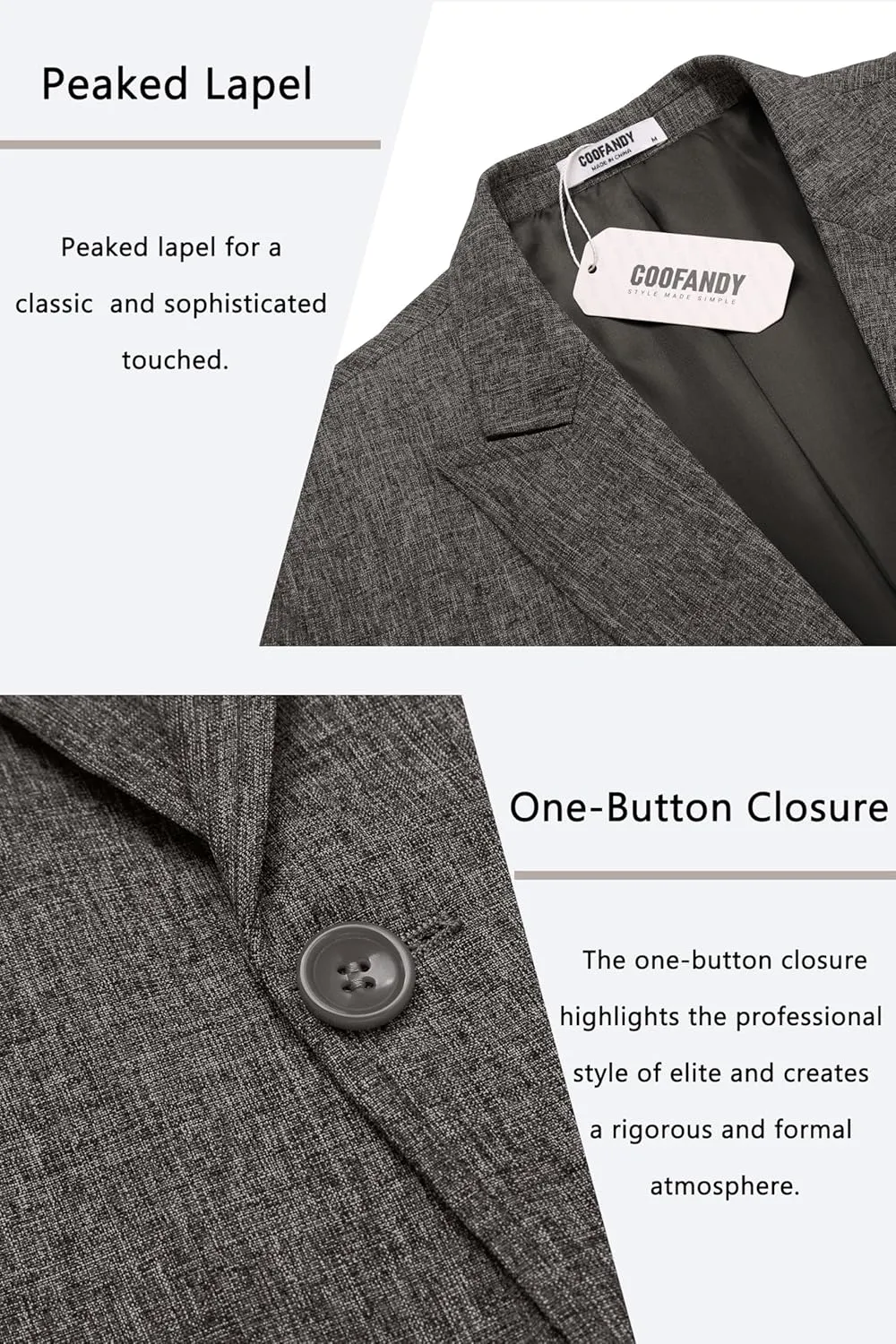 COOFANDY Men's Casual Blazer Suit Jackets Slim Fit One Button Sports Coat with Pockets