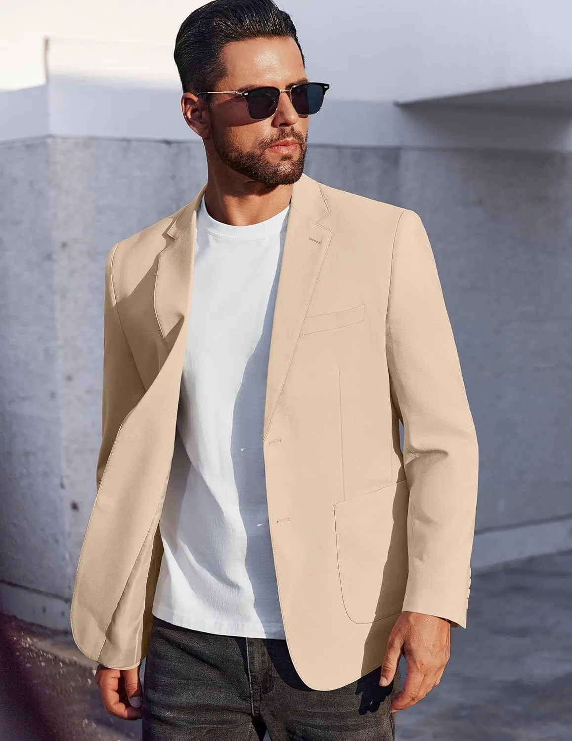 COOFANDY Men's Casual Linen Blazer Jacket Lightweight Sport Coats Two Button Suit Jackets