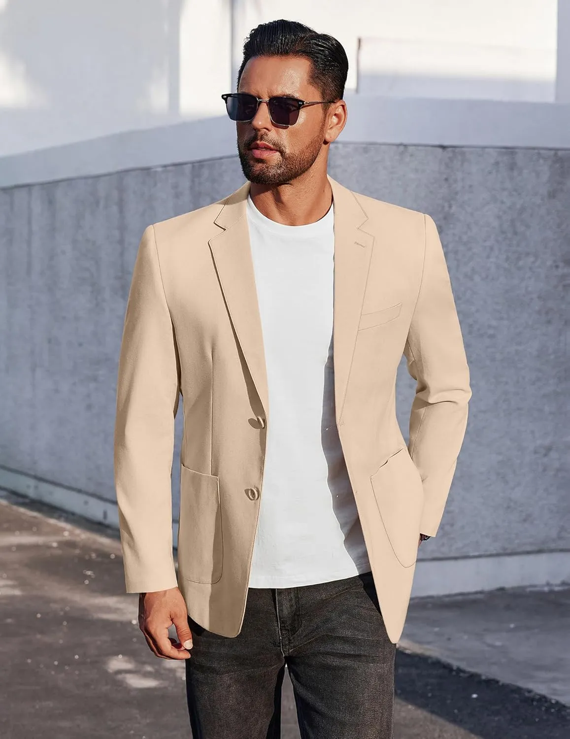 COOFANDY Men's Casual Linen Blazer Jacket Lightweight Sport Coats Two Button Suit Jackets