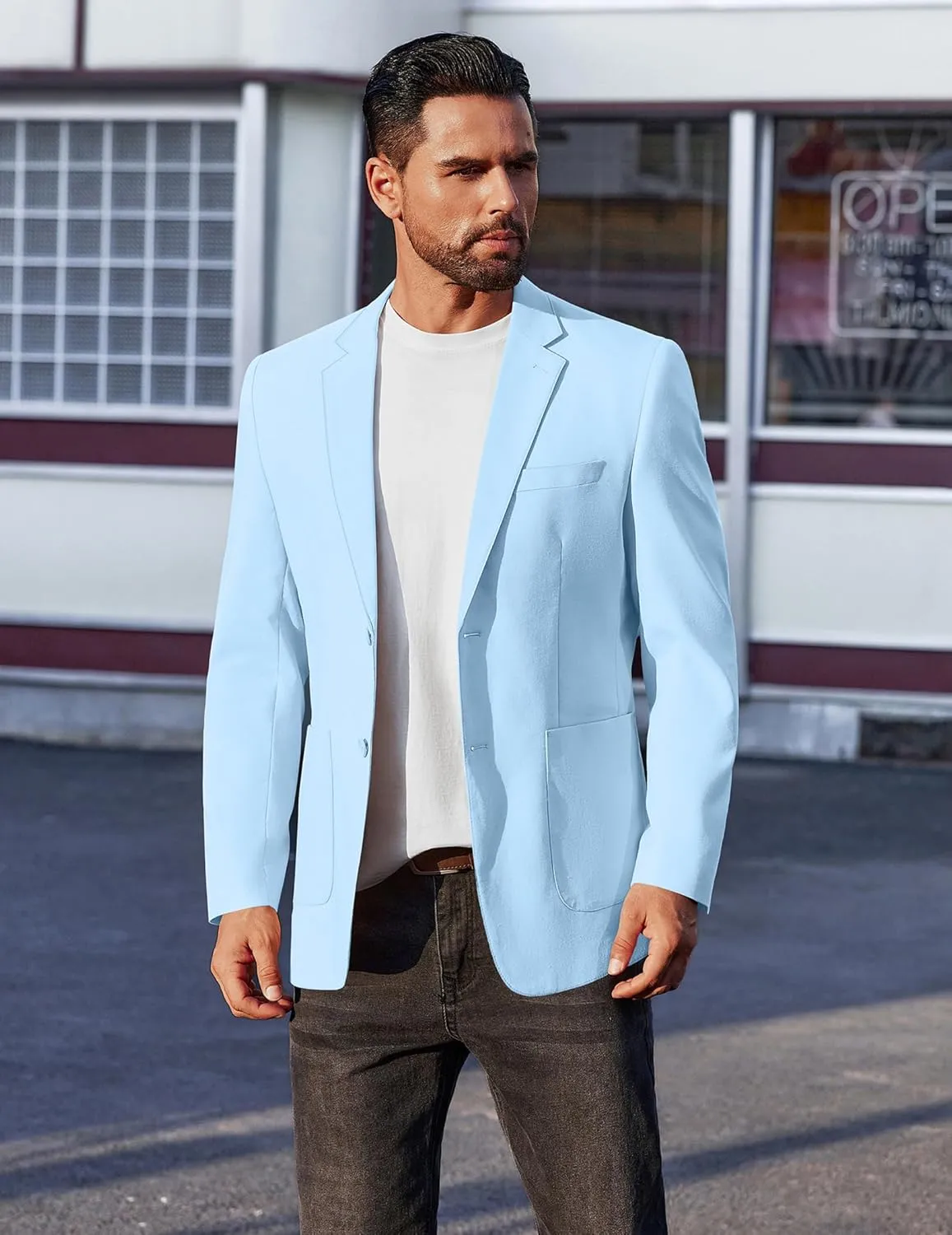 COOFANDY Men's Casual Linen Blazer Jacket Lightweight Sport Coats Two Button Suit Jackets